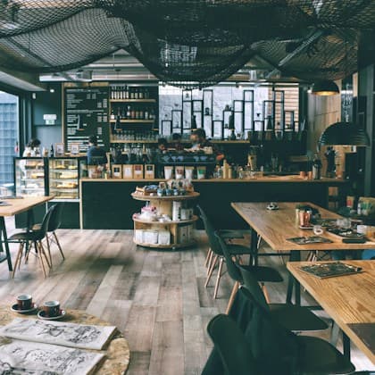 Sunlit neighbourhood café